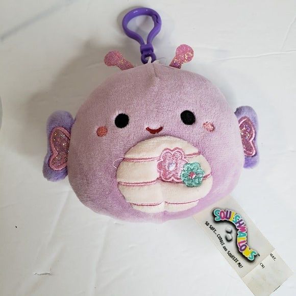 Squishmallows 2020 Purple Brenda Butterfly Plush Clip On 3" Stuffed Toy Keychain - Picture 7 of 9